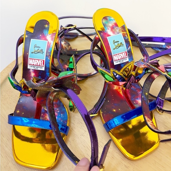 New Christian Louboutin x Marvel Sea Warrior Leather Heels - Picture 12 of 13